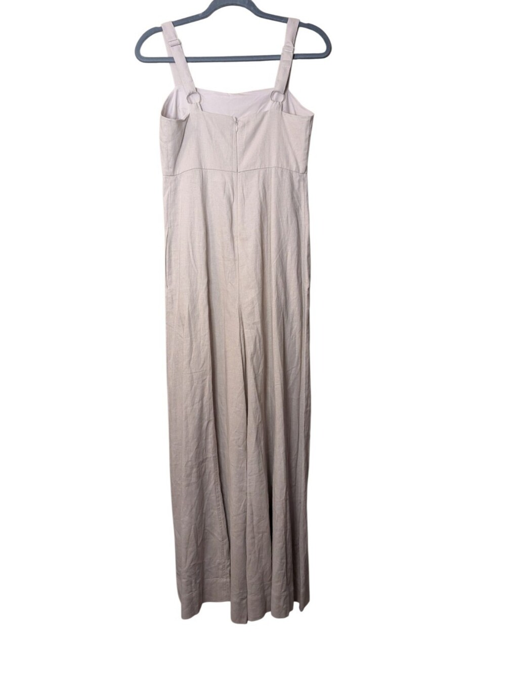 Express Linen Wide Leg Jumpsuit Square Neck Quiet Luxury Minimalist Neutrals XS - Picture 2 of 8